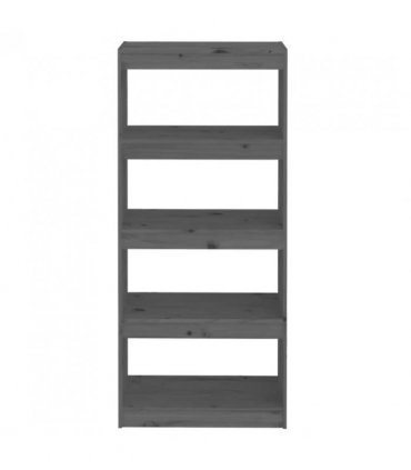 vidaXL Book Cabinet/Room Divider Grey 60x30x135.5 cm Solid Wood Pine
