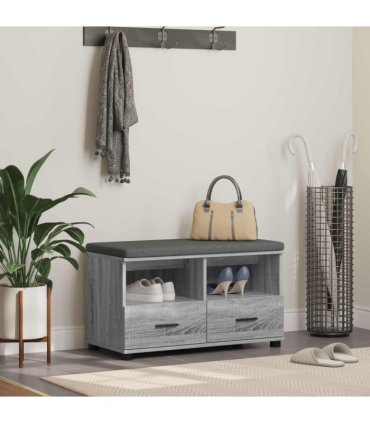 vidaXL Hall Bench with Cushion with Drawer Grey Sonoma 80 x 38 x 46 cm