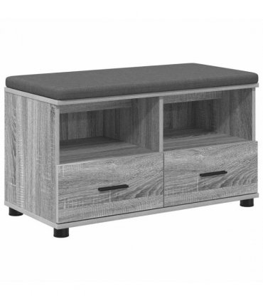 vidaXL Hall Bench with Cushion with Drawer Grey Sonoma 80 x 38 x 46 cm