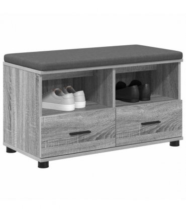 vidaXL Hall Bench with Cushion with Drawer Grey Sonoma 80 x 38 x 46 cm