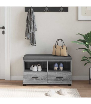 vidaXL Hall Bench with Cushion with Drawer Grey Sonoma 80 x 38 x 46 cm