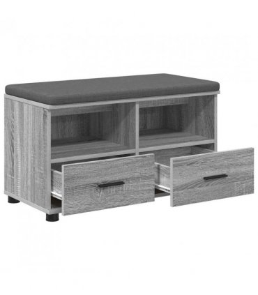 vidaXL Hall Bench with Cushion with Drawer Grey Sonoma 80 x 38 x 46 cm