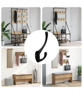 vidaXL Clothes Hook 346 pcs Black 102 x 29 x 47mm Zinc Alloy