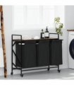 vidaXL Laundry Basket 3 Compartments with Wheels Smoked Oak