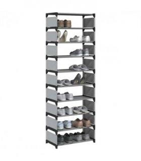 vidaXL Shoe Rack 10-Tier Grey 54x28x158 cm Non-woven Fabric