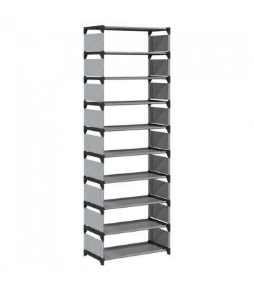 vidaXL Shoe Rack 10-Tier Grey 54x28x158 cm Non-woven Fabric