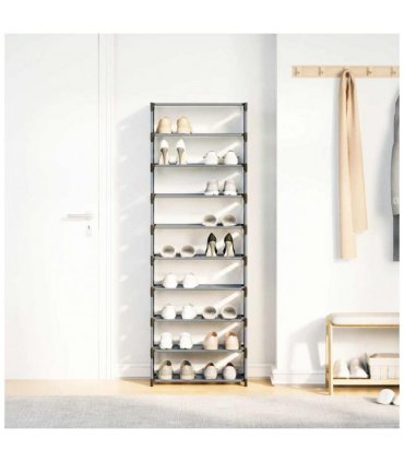 vidaXL Shoe Rack 10-Tier Grey 54x28x158 cm Non-woven Fabric