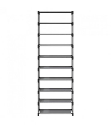 vidaXL Shoe Rack 10-Tier Grey 54x28x158 cm Non-woven Fabric