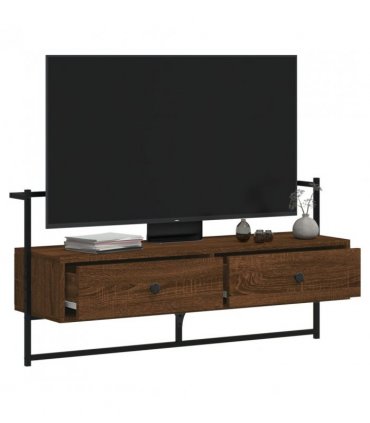 vidaXL TV Cabinet Wall-mounted Brown Oak 100.5x30x51 cm Engineered Wood