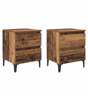 vidaXL Bedside Cabinet 2 pcs Old wood 40 x 35 x 50 cm Engineered wood
