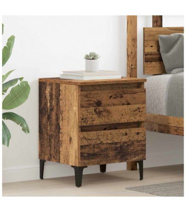 vidaXL Bedside Cabinet 2 pcs Old wood 40 x 35 x 50 cm Engineered wood