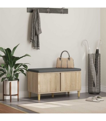 vidaXL Hall Bench with Cushion with Storage Sonoma Oak 80 x 38 x 46 cm