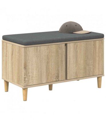vidaXL Hall Bench with Cushion with Storage Sonoma Oak 80 x 38 x 46 cm