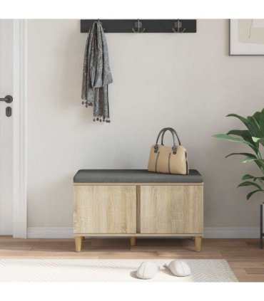 vidaXL Hall Bench with Cushion with Storage Sonoma Oak 80 x 38 x 46 cm