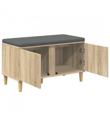 vidaXL Hall Bench with Cushion with Storage Sonoma Oak 80 x 38 x 46 cm