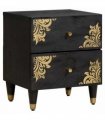 vidaXL Bedside Cabinet Black 40 x 33 x 46 cm Solid Mango Wood