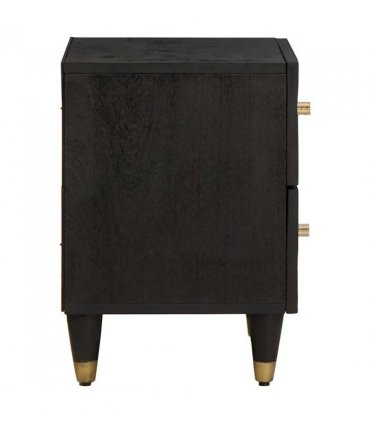 vidaXL Bedside Cabinet Black 40 x 33 x 46 cm Solid Mango Wood