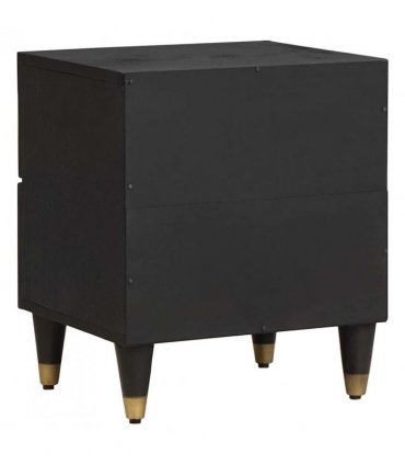 vidaXL Bedside Cabinet Black 40 x 33 x 46 cm Solid Mango Wood