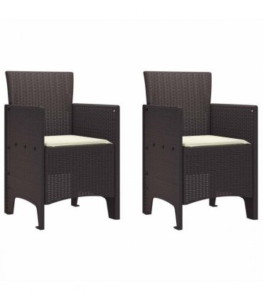 vidaXL Garden Chair 2 pcs Brown 53 x 49 x 85 cm Polypropylene