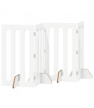 vidaXL Folding Pet Fence 4 pcs White 201 x 38 x 90 cm Engineered Wood
