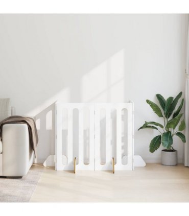 vidaXL Folding Pet Fence 4 pcs White 201 x 38 x 90 cm Engineered Wood