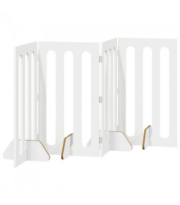 vidaXL Folding Pet Fence 4 pcs White 201 x 38 x 90 cm Engineered Wood