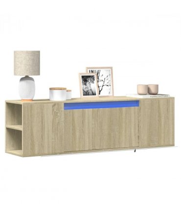 vidaXL TV Wall Cabinet with LED Lights Sonoma Oak 135x31x39.5 cm