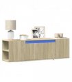 vidaXL TV Wall Cabinet with LED Lights Sonoma Oak 135x31x39.5 cm