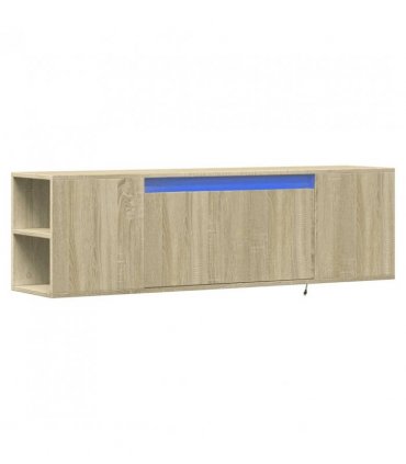 vidaXL TV Wall Cabinet with LED Lights Sonoma Oak 135x31x39.5 cm
