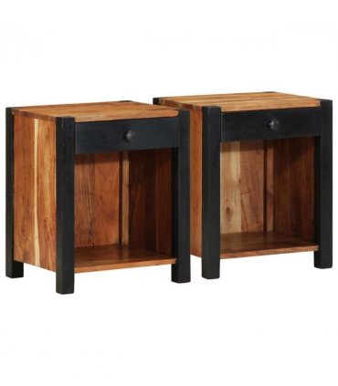 vidaXL Bedside Cabinet 2 pcs Brown 40 x 35 x 50 cm Solid Acacia Wood