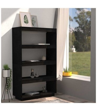 vidaXL Book Cabinet/Room Divider Black 80x35x135 cm Solid Pinewood