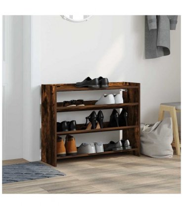 vidaXL Shoe Rack Smoked Oak 80x25x62 cm Engineered Wood