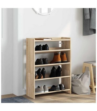 vidaXL Shoe Rack Sonoma Oak 60x25x81 cm Engineered Wood