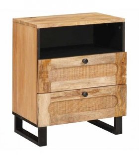 vidaXL Bedside Cabinet Natural 50 x 33 x 62 cm Solid Mango Wood