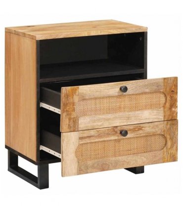 vidaXL Bedside Cabinet Natural 50 x 33 x 62 cm Solid Mango Wood