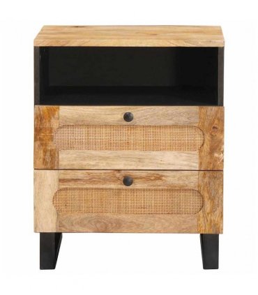 vidaXL Bedside Cabinet Natural 50 x 33 x 62 cm Solid Mango Wood