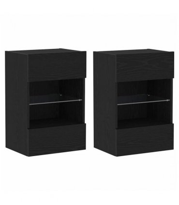 vidaXL TV Cabinet Set 2 pcs Black 40 x 30 x 60.5 cm Engineered Wood