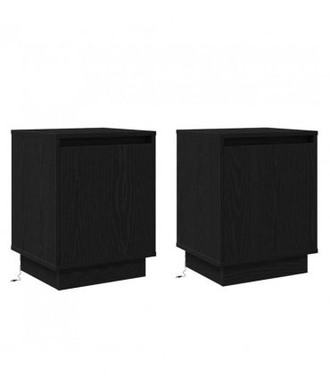 vidaXL Bedside Cabinet 2 pcs Black Oak 39 x 34.5 x 50 cm