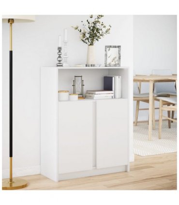 vidaXL Sideboard with LED White 77x34x100 cm Engineered Wood