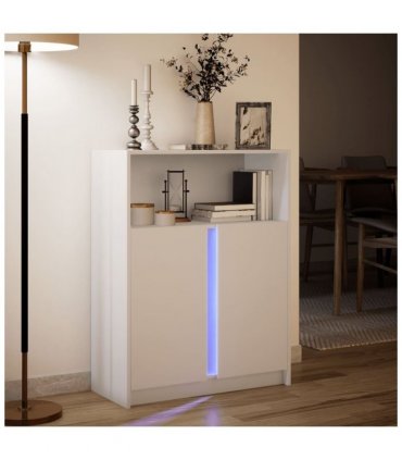 vidaXL Sideboard with LED White 77x34x100 cm Engineered Wood