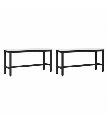 vidaXL Dining Bench 2 pcs White 100 x 32.5 x 49 cm Solid pine wood