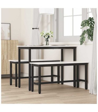 vidaXL Dining Bench 2 pcs White 100 x 32.5 x 49 cm Solid pine wood