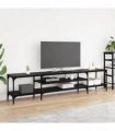 vidaXL TV Cabinet Black Oak 201 x 35 x 45 cm Engineered Wood and Iron