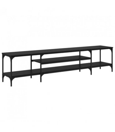 vidaXL TV Cabinet Black Oak 201 x 35 x 45 cm Engineered Wood and Iron