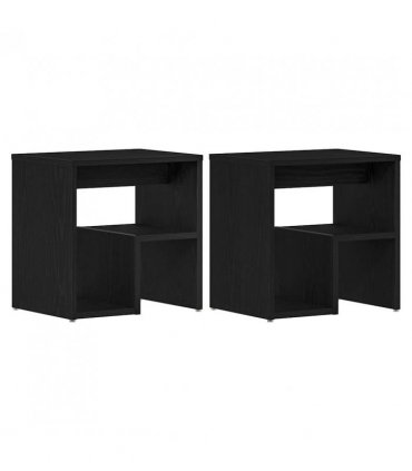 vidaXL Bedside Cabinet 2 pcs Black Oak 40 x 30 x 40 cm Engineered Wood