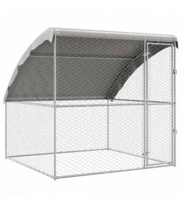 vidaXL Dog Kennel with Storage Silver 2 x 2 x 2 m Galvanised steel