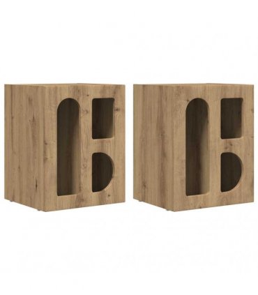 vidaXL Bedside Table ELST 2 pcs Artisan Oak 40 x 35 x 50 cm