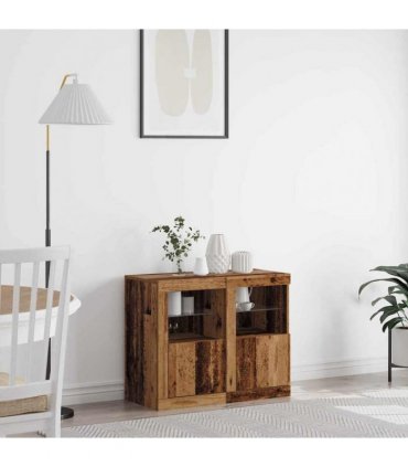 vidaXL LED Sideboard 2 pcs Old Wood 41 x 37 x 67 cm Engineered Wood