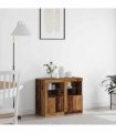 vidaXL LED Sideboard 2 pcs Old Wood 41 x 37 x 67 cm Engineered Wood