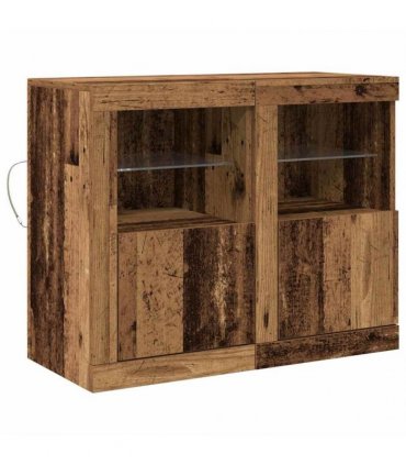 vidaXL LED Sideboard 2 pcs Old Wood 41 x 37 x 67 cm Engineered Wood